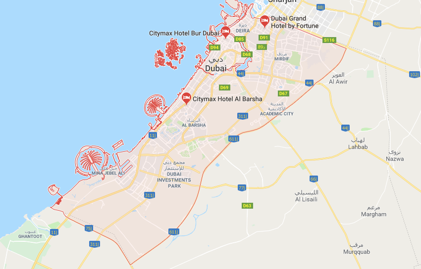 Karta över Dubai – DubaiGuide.se